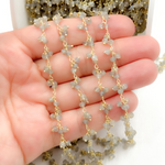 Load image into Gallery viewer, Labradorite Cluster Dangle Gold Plated Wire Chain