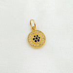 Load image into Gallery viewer, 14k Solid Gold Diamond and Blue Sapphire Circle Charm. GDP372