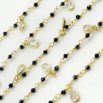 Load image into Gallery viewer, Coated Black Spinel &amp; CZ Dangle Gold Plated Wire Chain. CBS19
