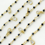 Load image into Gallery viewer, Coated Black Spinel & CZ Dangle Gold Plated Wire Chain. CBS19