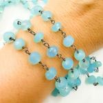 Load image into Gallery viewer, Blue Chalcedony Oxidized 925 Sterling Silver Wire Chain. BCL4