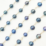 Load image into Gallery viewer, Peacock Pearl Round Shape 925 Sterling Silver Wire Chain. PRL49