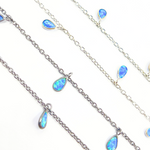 Load image into Gallery viewer, Created Blue Opal Tear Drop Shape Dangle Chain. CBO5
