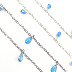 Load image into Gallery viewer, Created Blue Opal Tear Drop Shape Dangle Chain. CBO5