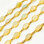 Load image into Gallery viewer, Ethiopian Opal Oval Shape Bezel Gold Plated Wire Chain. ETH10