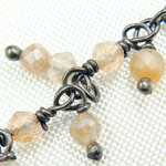 Load image into Gallery viewer, Coated Peach Moonstone Cluster Dangle Oxidized Wire Chain. CMS91
