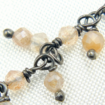 Load image into Gallery viewer, Coated Peach Moonstone Cluster Dangle Oxidized Wire Chain. CMS91