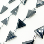 Load image into Gallery viewer, Black Spinel Triangle Shape Oxidized 925 Sterling Silver Wire Chain. BSP50