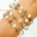 Load image into Gallery viewer, Labradorite & White Rainbow Moonstone Gold Plated Wire Chain. LMS2