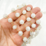 Load image into Gallery viewer, White Rainbow Moonstone Gold Plated Wire Chain. MS54