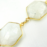 Load image into Gallery viewer, White Moonstone Hexagon Shape Bezel Gold Plated Wire Chain. WMS17