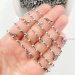 Load image into Gallery viewer, Pearl & CZ Dangle Oxidized Wire Chain.