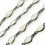 Load image into Gallery viewer, White Moonstone Pear Shape Bezel Oxidized Wire Chain. WMS40