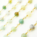 Load image into Gallery viewer, Peruvian Opal Smooth Round Shape Gold Plated Wire Chain. PO9