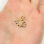 Load image into Gallery viewer, 14K Gold Charm Evil Eye Pendant with Diamonds & Gemstone. GDP510
