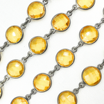 Load image into Gallery viewer, Hydro Quartz Round Shape Bezel Oxidized Wire Chain. HQ3