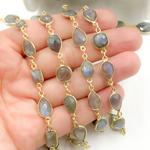Load image into Gallery viewer, Labradorite Pear and Circle Shape Bezel Chain. LAB56