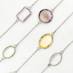Load image into Gallery viewer, Multi Gemstone Oval Shape Bezel 925 Sterling Silver Wire Chain. MGS12
