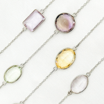 Load image into Gallery viewer, Multi Gemstone Oval Shape Bezel 925 Sterling Silver Wire Chain. MGS12