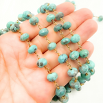 Load image into Gallery viewer, Natural Turquoise Gold Plated Wire Chain. TRQ22