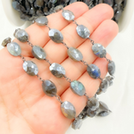 Load image into Gallery viewer, Coated Labradorite Oval Shape Oxidized Wire Chain. CLB52