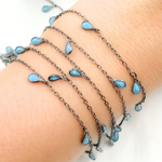 Load image into Gallery viewer, Blue Cubic Zirconia Pear Shape Dangle Chain. CZ68