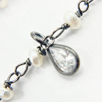 Load image into Gallery viewer, Pearl & CZ Dangle Oxidized Wire Chain.