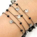 Load image into Gallery viewer, Black Spinel & Dangle Disc Oxidized Wire Chain.