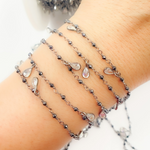 Load image into Gallery viewer, Coated Black Spinel & CZ Dangle Oxidized Wire Chain.