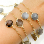 Load image into Gallery viewer, Grey Moonstone Gold Plated Connected Wire Chain. MS71