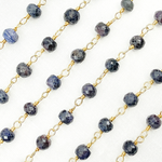 Load image into Gallery viewer, Gold Plated Silver and Shaded Blue Sapphire Wire Wrapped Chain. SAP1