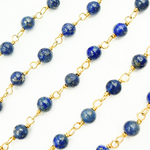 Load image into Gallery viewer, Lapis Lazuli Round Shape Gold Plated Wire Chain. LAP12
