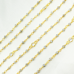 Load image into Gallery viewer, Coated Labradorite & Round CZ Wire Wrap Chain made with Gold Plated 925 Sterling Silver. CLB25