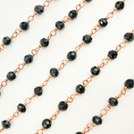 Load image into Gallery viewer, Black Spinel Rose Gold Plated Wire Chain.