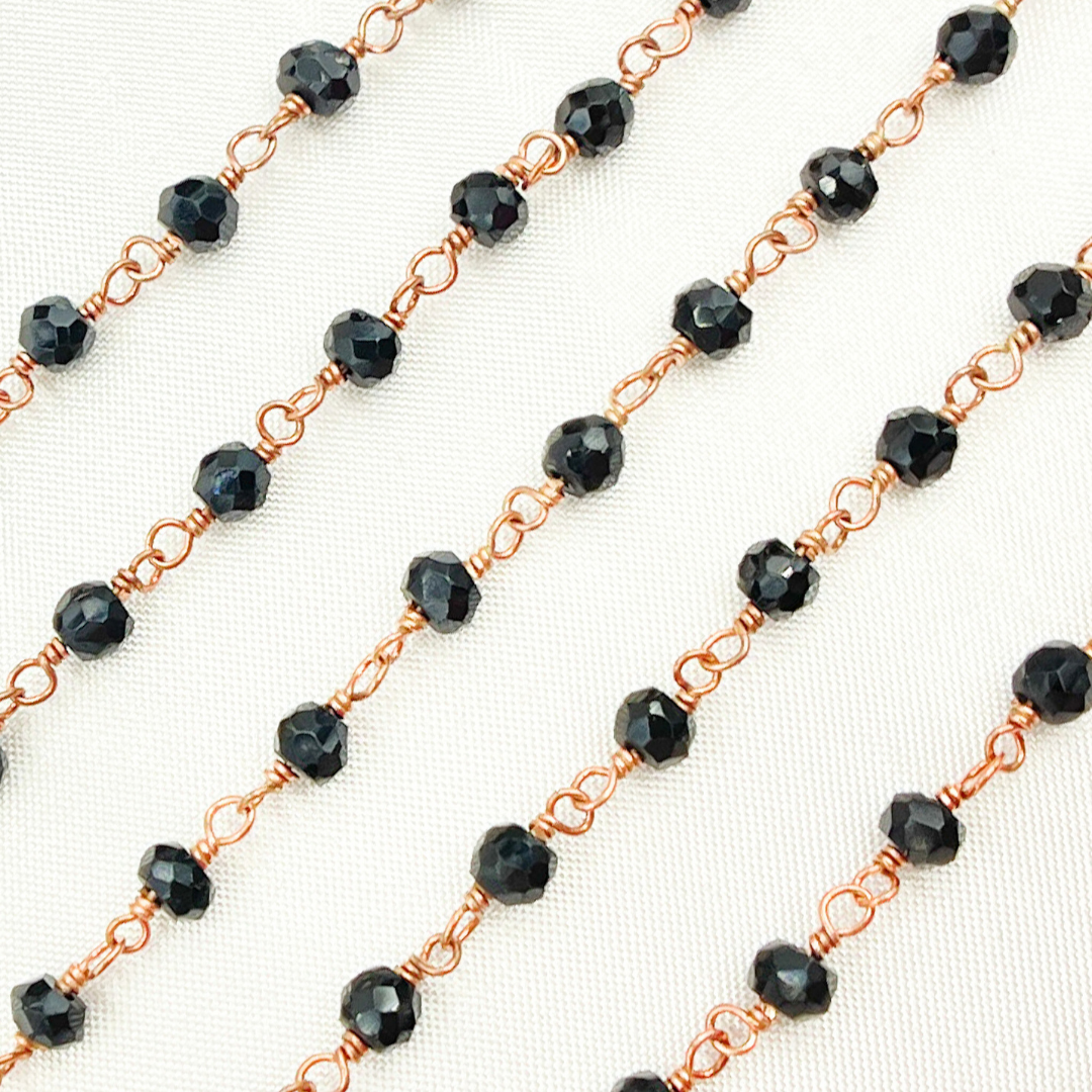 Black Spinel Rose Gold Plated Wire Chain. BSP45