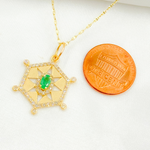 Load image into Gallery viewer, GDP649. 14K Solid Gold Diamond Hexagon Shape Charm With Gemstone in the Center