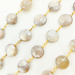 Load image into Gallery viewer, Coated Taupe Moonstone Gold Plated Wire Chain. CMS84