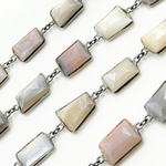 Load image into Gallery viewer, Coated Multi Moonstone Organic Shape Bezel Oxidized Wire Chain. CMS16