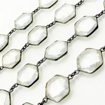 Load image into Gallery viewer, Crystal Hexagon Shape Bezel Oxidized Wire Chain. CR33