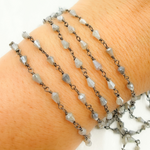 Load image into Gallery viewer, Coated Labradorite Oxidized Wire Chain. CLB58