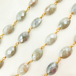 Load image into Gallery viewer, Milky Aquamarine Gold Plated Wire Chain. AQU16