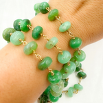 Load image into Gallery viewer, Chrysoprase Smooth Rondel Gold Plated Wire Chain. CHR13