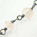 Load image into Gallery viewer, Rose Quartz Oxidized 925 Sterling Silver Wire Chain. RQ7