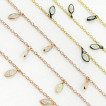 Load image into Gallery viewer, Created White Opal Marquise Shape Dangle Wire Chain. CWO4