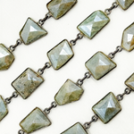 Load image into Gallery viewer, Coated Milky Aquamarine Organic Shape Bezel Oxidized Wire Chain.
