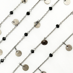 Load image into Gallery viewer, Black Spinel & Dangle Disc Oxidized Wire Chain. BSP31