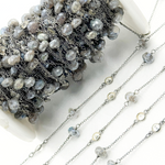 Load image into Gallery viewer, Coated Labradorite & White Topaz Oxidized Connected Wire Chain. CLB21