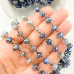 Load image into Gallery viewer, Coated Blue Quartz Oxidized Chain. CQU34