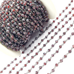Load image into Gallery viewer, Coated Garnet Moonstone Black Rhodium 925 Sterling Silver Wire Chain. CGR1