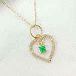 Load image into Gallery viewer, 14k Solid Gold Diamond and Emerald Heart Charm. GDP621